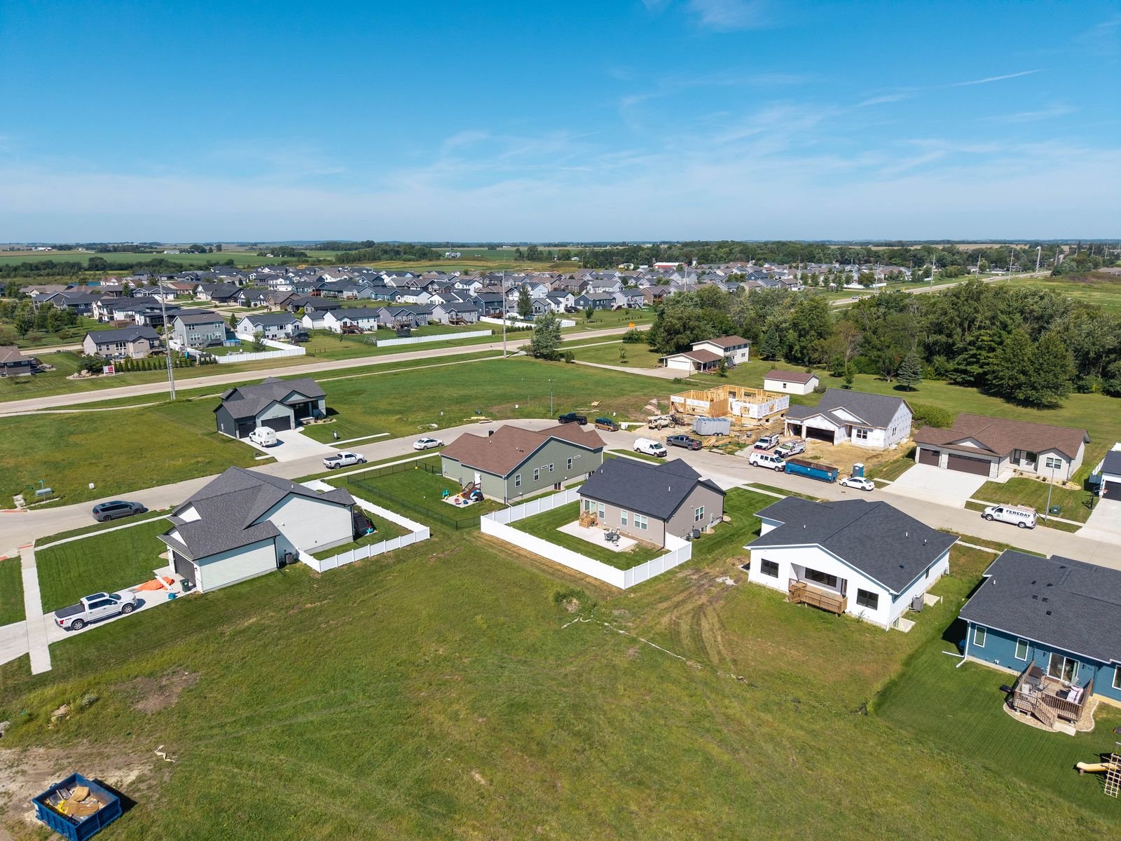 Aerial view of new homes in West Fork Crossing