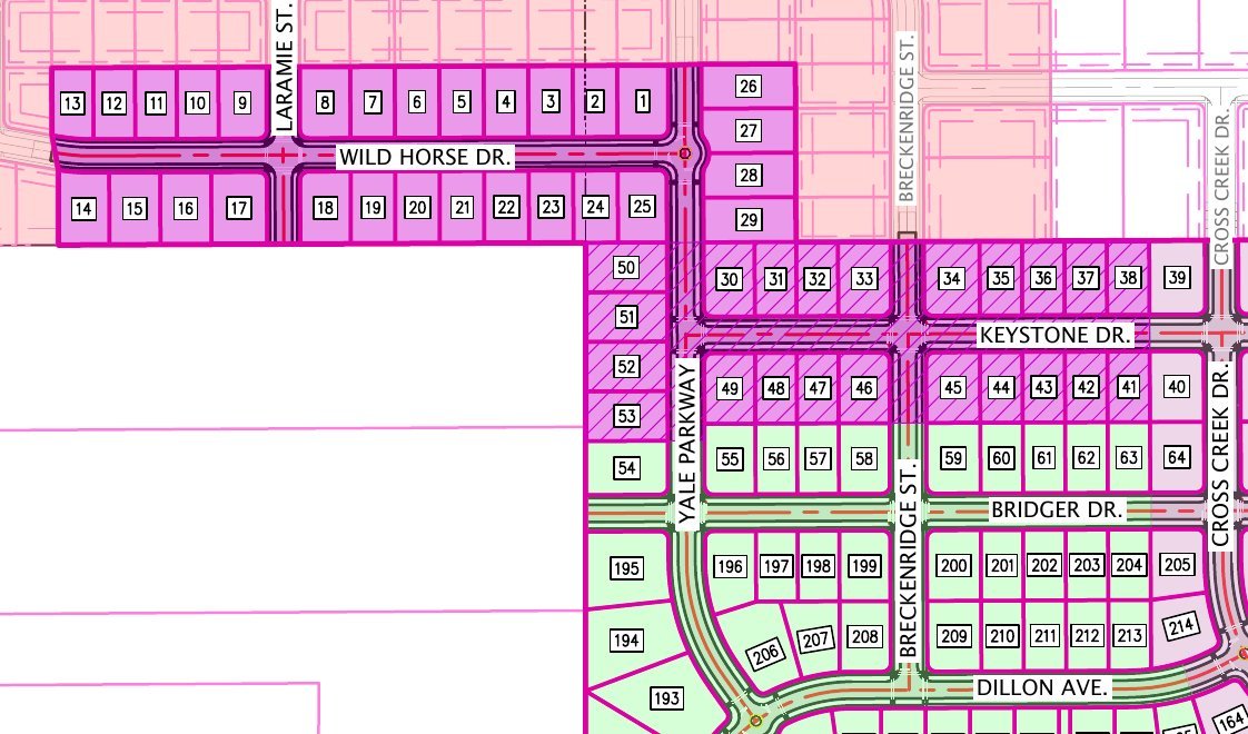 Close-up of Phase 4 lots on the phasing plan